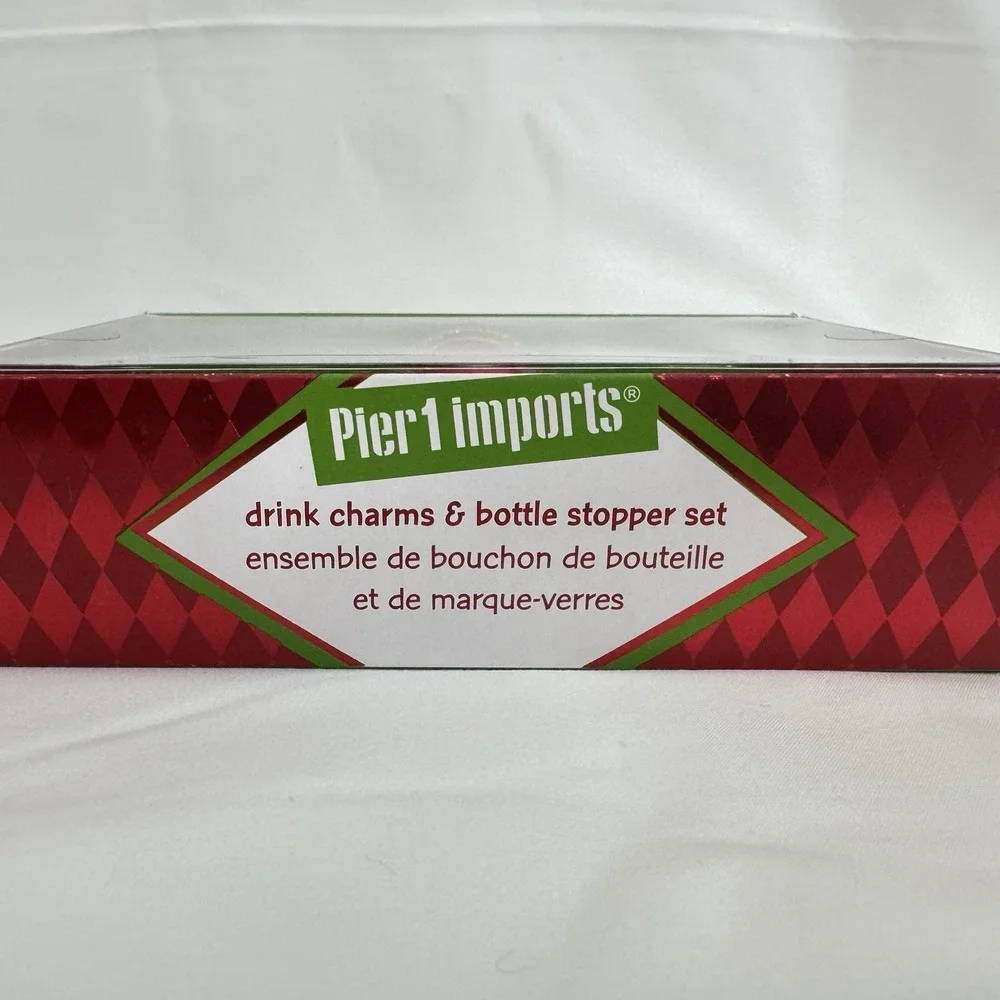 Pier 1 Imports Bottle Stopper Set Drink‎ Charms Christmas Ornament Balls Holiday
